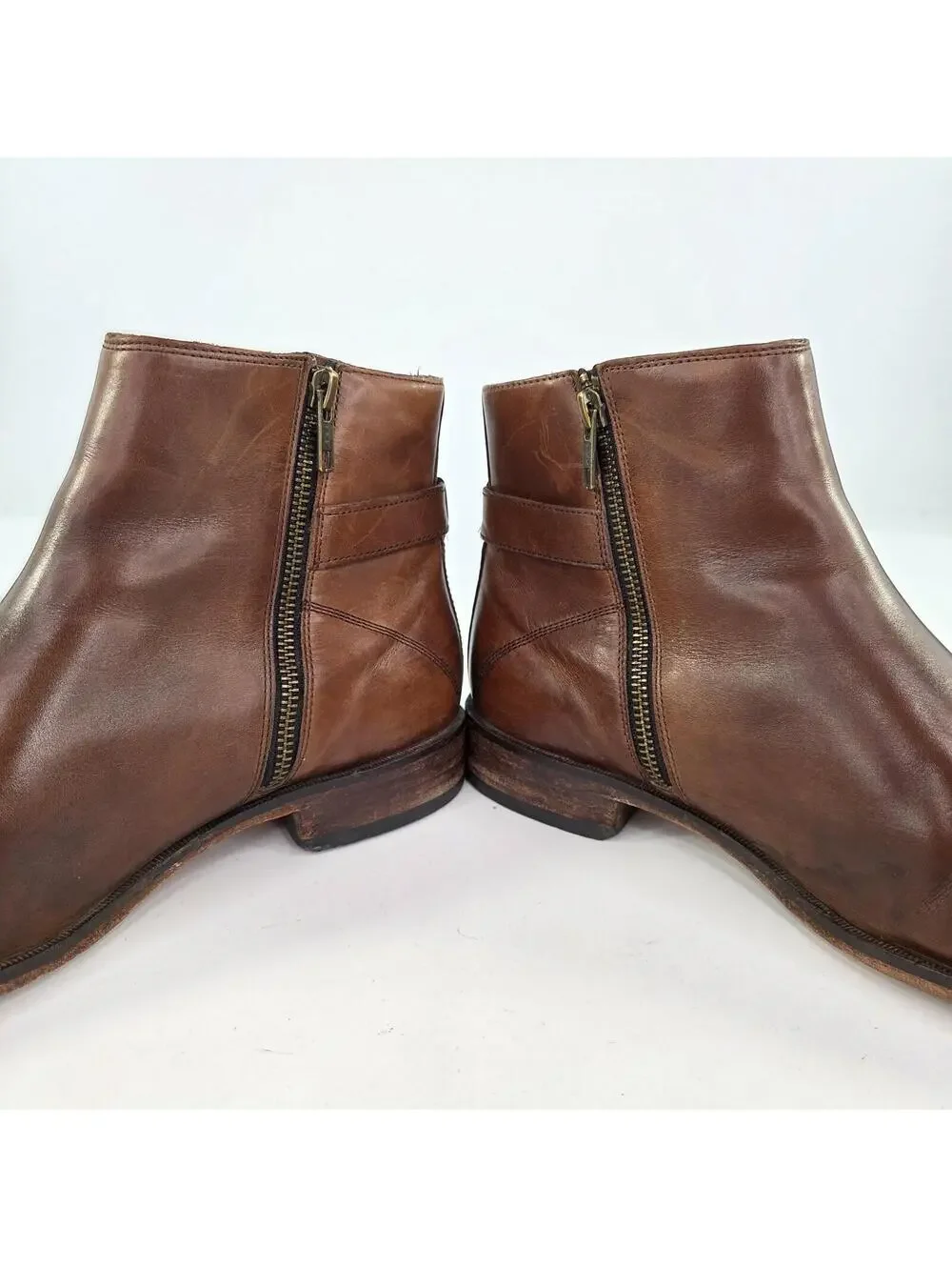 Johnston & Murphy leather Jodhpur boots US 9 M brown cognac side Zip Ankle Boot